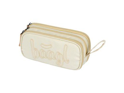 BAAGL studentský penál etue Beige – 3 komory, YKK zipy