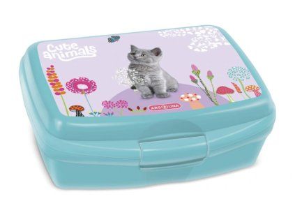 Box na svačinu Ars Una Kotě – tyrkysový, kolekce Cute Animals