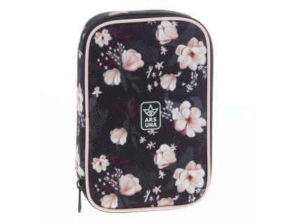 Školní penál Ars Una Flowery Black s klopou