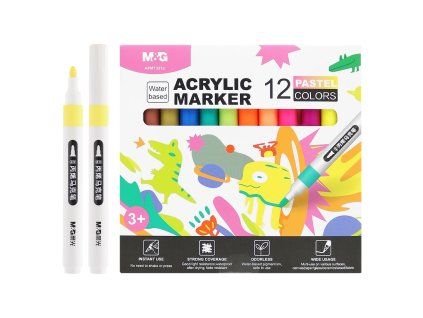 M&G akrylový popisovač Pastel – sada 12 ks