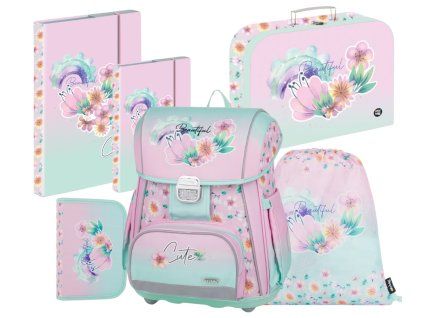 Školní aktovka ve velkém setu pro prvňáčky Oxybag PREMIUM Flowers 2025