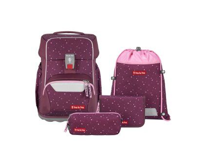 Školní aktovka pro prvňáčky – 4 dílný set, Step by Step BASIS Berry Stars