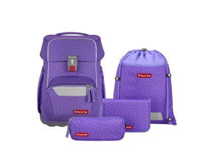 Školní aktovka pro prvňáčky – 4 dílný set, Step by Step BASIS Purple Konfetti