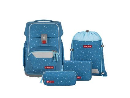 Školní aktovka pro prvňáčky – 4 dílný set, Step by Step BASIS Blue Hearts