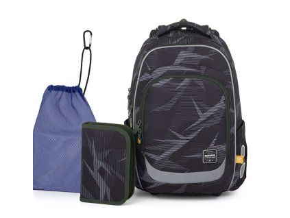 Zelenošedý školní batoh Topgal LORI 25018 SET MEDIUM