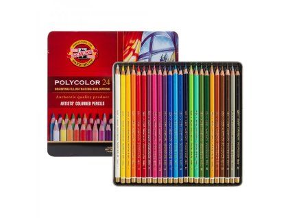 KOH-I-NOOR Polycolor – sada 24 uměleckých pastelek v kovovém pouzdře