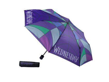 Deštník Wednesday – skládací, průměr 94 cm, černý motiv
