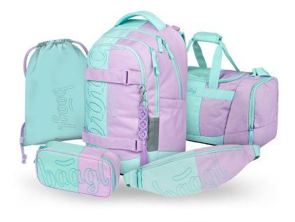 Školní set Baagl Skate Max Sweet II – batoh + sportovní taška + ledvinka + penál + sáček