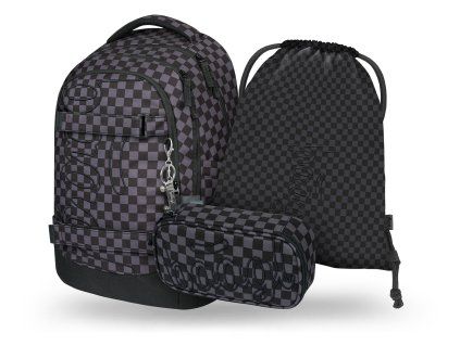 Školní set Baagl Skate Max Ska šedý – batoh + penál etue + sáček