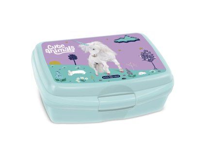 Box na svačinu Ars Una Cute Animals – jednorožec, tyrkysovo-fialový