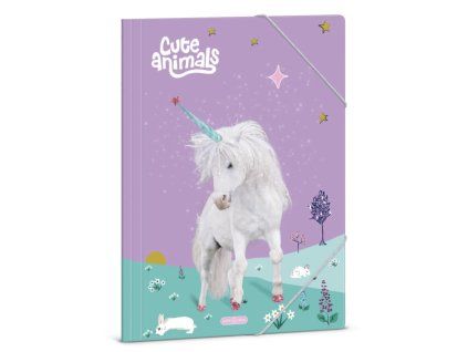 Složka na sešity A4 Ars Una Cute Animals – jednorožec, gumička, pevné desky