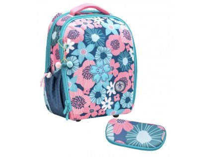 Školní aktovka Belmil Sturdy Floral set s penálem