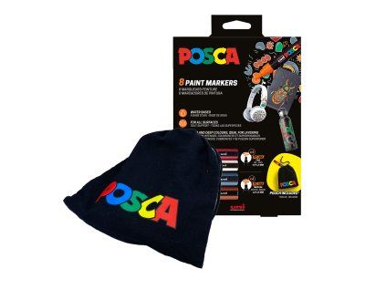 Akrylové fixy UNI POSCA 3M a 5M – sada 8 ks s bavlněným vakem