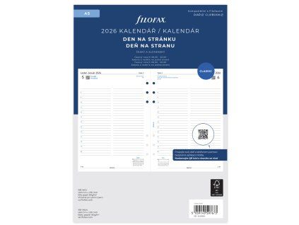 Filofax kalendář 2026 A5 – den na jednu stranu (česky & slovensky)