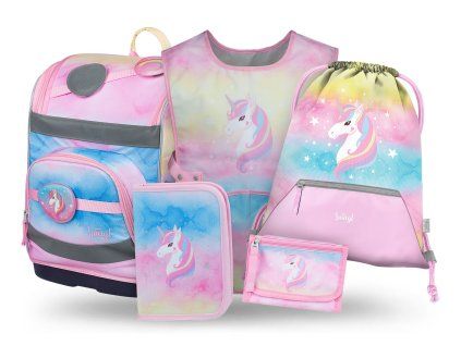Školní aktovka v setu Zippy Plus – Rainbow Unicorn II (pro prvňačky)