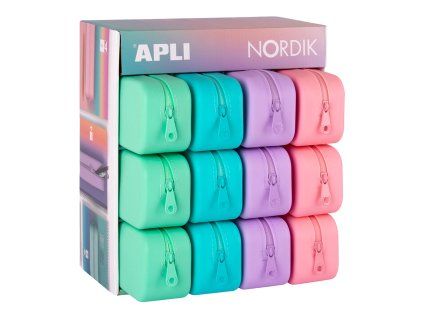 APLI penál NORDIK – silikonový s displejem, pastelové barvy