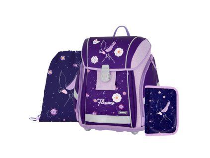 Školní aktovka pro prvňáčky Oxybag PREMIUM LIGHT Flowers – školní set 3 ks