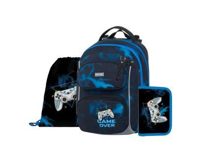Školní set 3 ks OXY JUMPER Gamer – batoh, penál a sáček