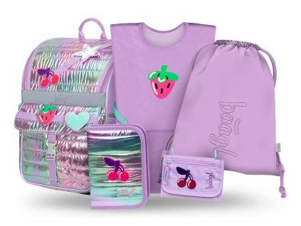 Školní set pro prvňáčky Baagl Zippy Lavender II – aktovka, penál, sáček, zástěra a peněženka