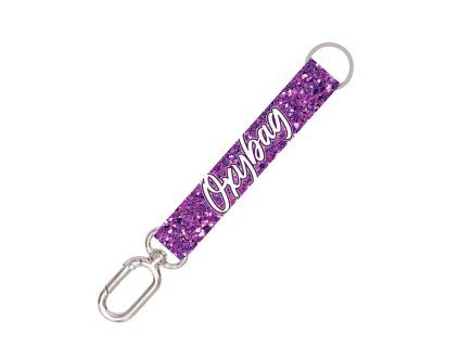 Klíčenka s karabinkou Oxybag Purple Glitter – krátká látková