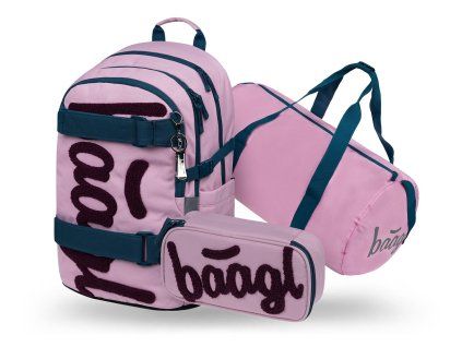 Školní set Baagl Skate Rose – 3dílný set pro holky