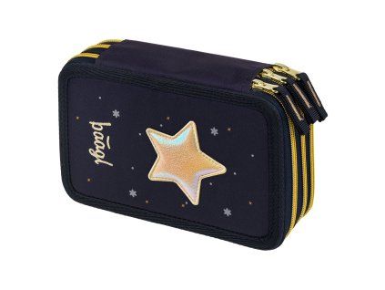 Školní penál Baagl Unicorn Gold – třípatrový