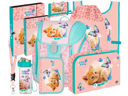 Školní aktovka ve velkém setu Oxybag Premium Light Kočka Little Kitty (10 ks)