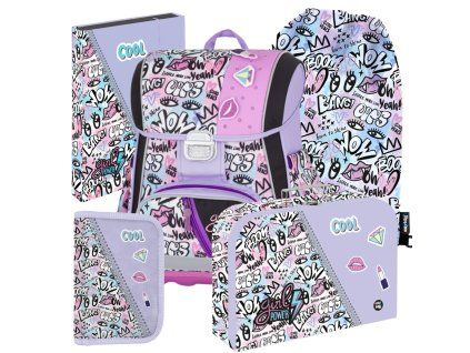Školní set pro prvňáčky Oxybag PREMIUM Funny Girl – velký set 5 dílů