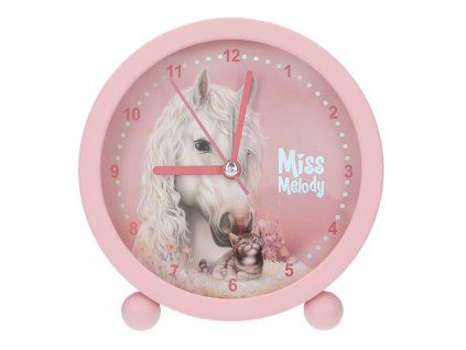 Stolní budík Miss Melody s nočním světlem kůň a koťátko