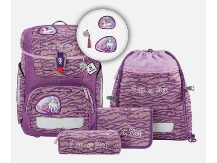 Školní aktovka Step by Step CIRCLE Lovely Unicorn Nuala – 5dílný set