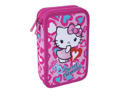 Školní penál 2 zipy CoolPack Jumper Hello Kitty Pink 2 vybavený