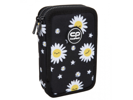 Školní penál 2 zipy CoolPack Jumper Daisy Black vybavený