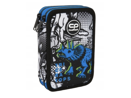 Školní penál 2 zipy CoolPack Jumper T-Rex vybavený