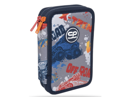 Školní penál 2 zipy CoolPack Jumper Offroad vybavený