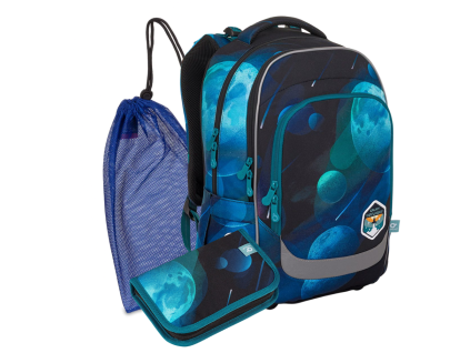 Školní batoh Topgal LORI 25076 Galaxy Explorer set 3 díly pro kluky 2.–5. třída