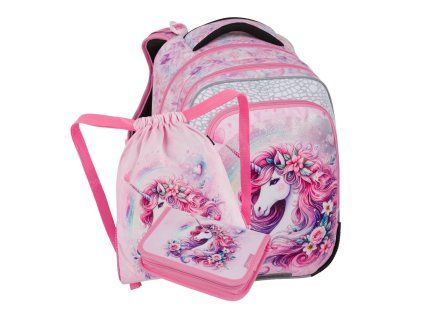 Lehký školní set Bagmaster BETA 26 B s jednorožcem pro 1.–3. třídu