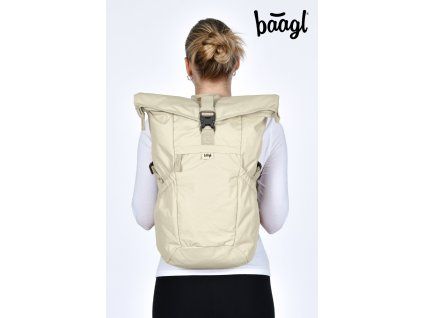 Volnočasový batoh Baagl Roll Beige – béžový rolovací batoh 29 l