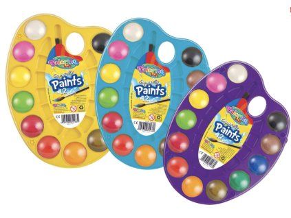 Vodovky s malířskou paletou Colorino – 12 barev + štětec