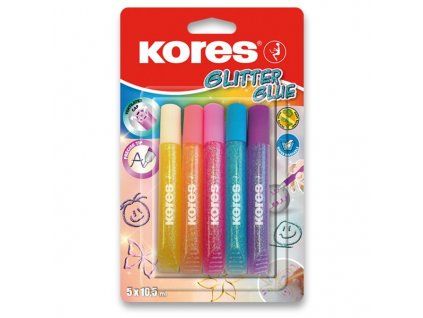 Dekorační lepidlo Kores Glitter Glue 5×10,5 ml – pastelové barvy