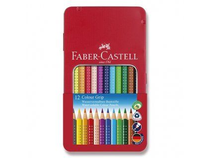 Pastelky Faber-Castell Grip 2001 v plechové krabičce - 12 BAREV