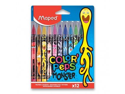 Dětské fixy Maped Color'Peps Monster – 12 barev | Vypratelné & odolné