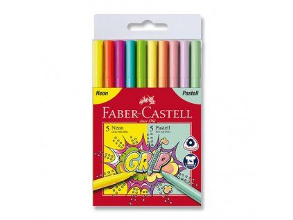 Dětské fixy Faber-Castell Grip Neon a Pastel – 10 barev