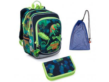 Školní batoh Topgal s chameleony ENDY 22055 SET MEDIUM
