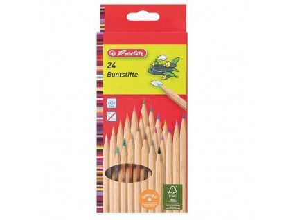 Pastelky Herlitz přírodní – 24 barev, šestihranné z lipového dřeva