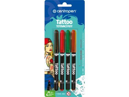 Tetovací sada Centropen 2880 Tattoo – 4 popisovače a šablon