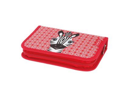 Herlitz Školní penál Cute Animals Zebra – 1patrový, 2 chlopně, plně vybavený