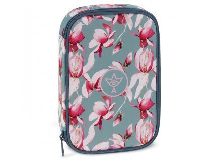 Velký školní penál Ars Una Rosy Magnolia modrý s klopou