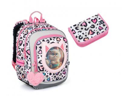 Lehký školní batoh Topgal s koťátky ENDY 23037 SET SMALL