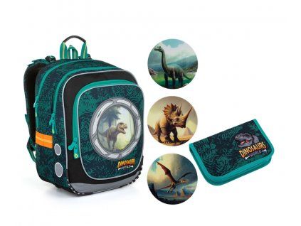Lehoučký batoh Topgal s dinosaury ENDY 23039 SET SMALL