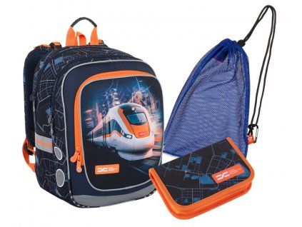 Lehký školní batoh Topgal s vlakem ENDY 24012 SET MEDIUM